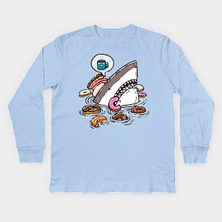 Donut Shark Kids Long Sleeve T-Shirt